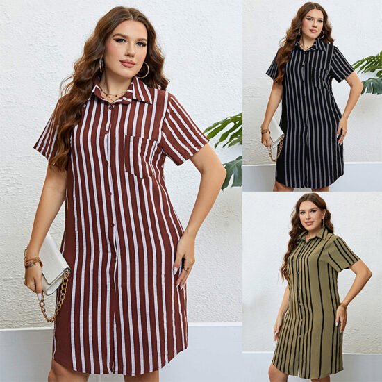 O1CN017onkn01z1aFsmv7Hj_2923906654-0-cib.jpg Casual Striped Shirt Dress for Women