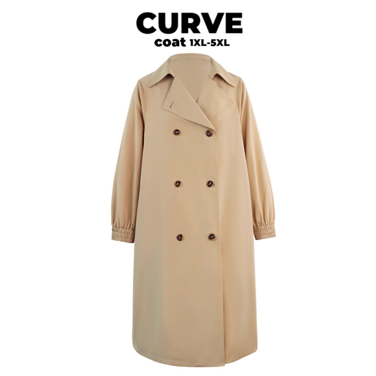 Women's Double-Breasted Khaki Long Trench Coat