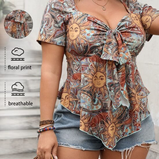 O1CN01bFLNpk1z1aShThJYN_2923906654-0-cib.jpg Trendy Floral Loose-Fit Top with Tie Detail